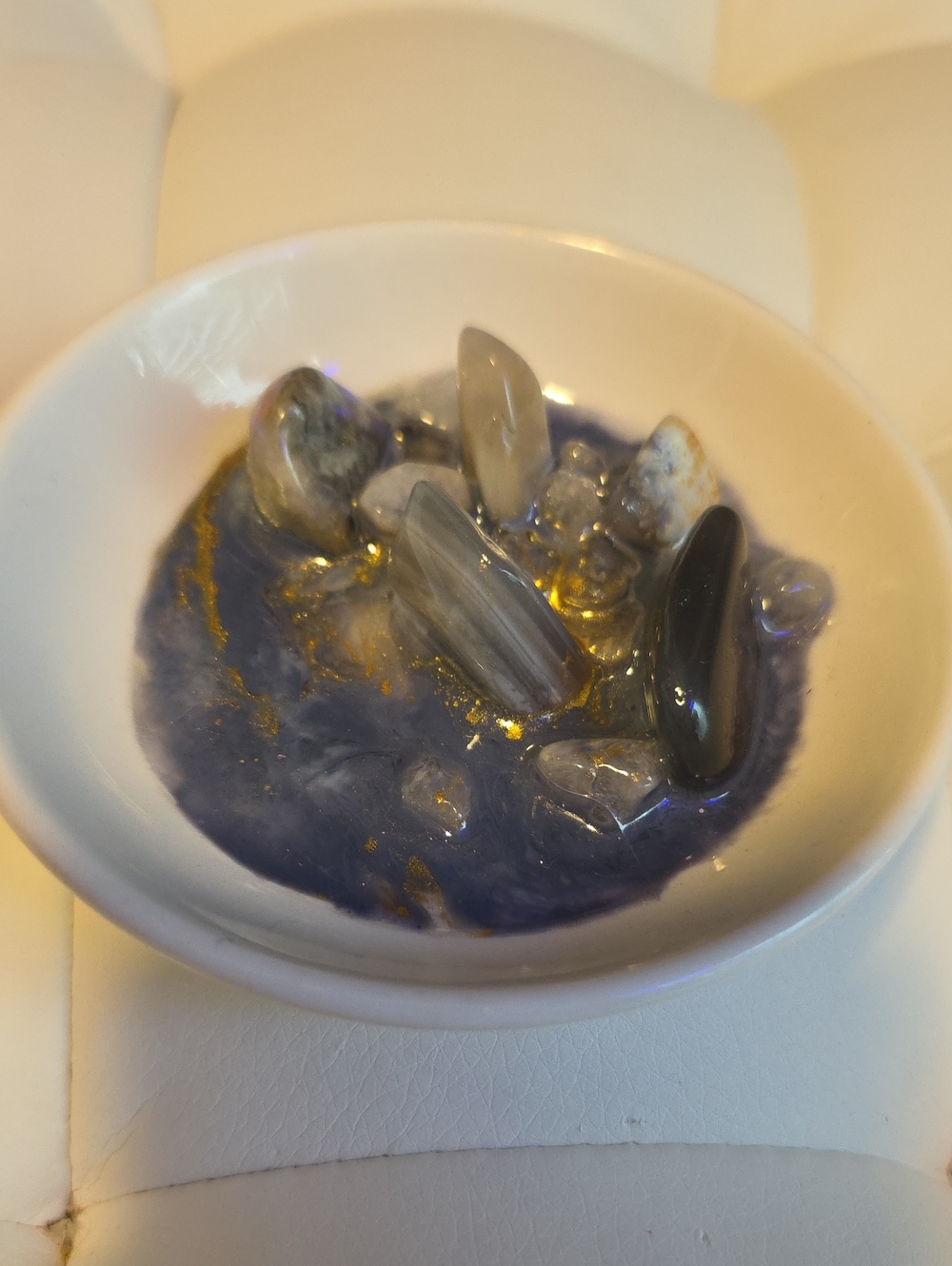 Handmade Crystal Resin Bowl - Indigo with Gold Accents (D-1)